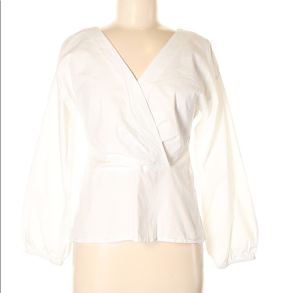 J Crew White Long Sleeve Peplum Blouse 6